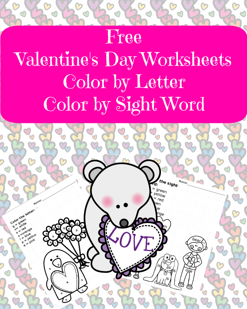 Valentines Day Worksheets Color By Letter Color By Sight Word The Homeschool Village 14 Valentines Color By Number Worksheets FREE Printable