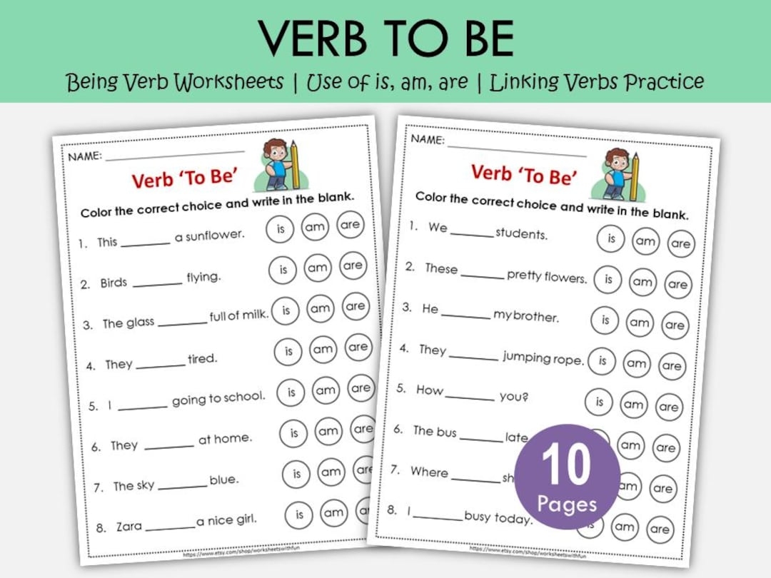 Verb To Be Worksheets Printable Is Am Are Grammar Practice ESL Kindergarten Literacy Worksheets Etsy Norway
