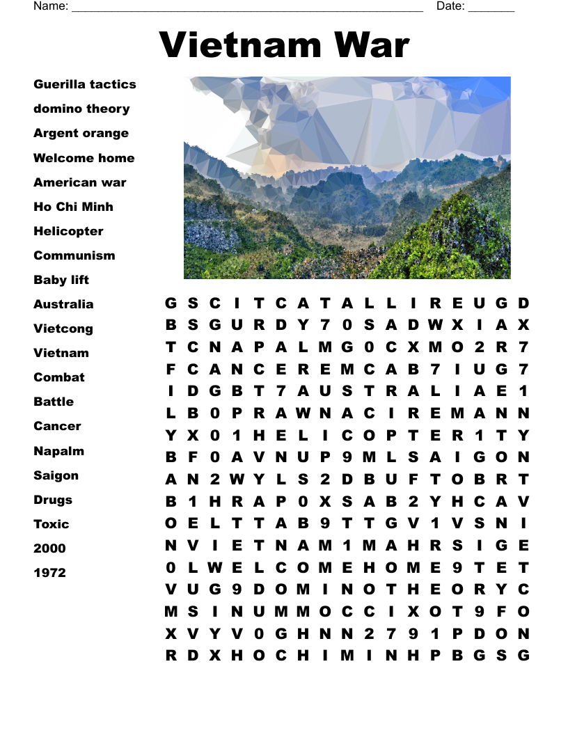 Vietnam War Worksheet WordMint Vietnam War Worksheet WordMint