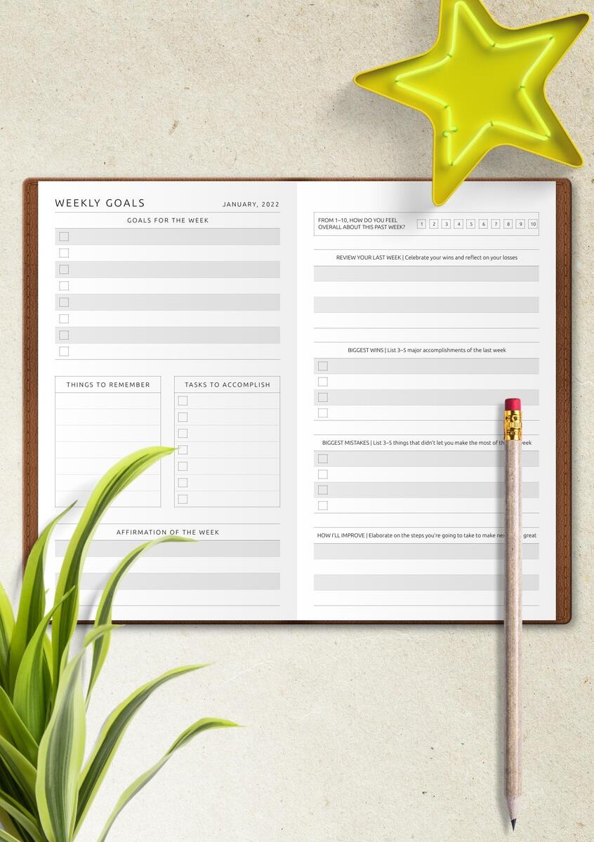 Weekly Goals Review Template Plan Reflect Improve This Week S Work Review Next Week S Work Plan Excel Template And Google Sheets File For Free Download Slidesdocs