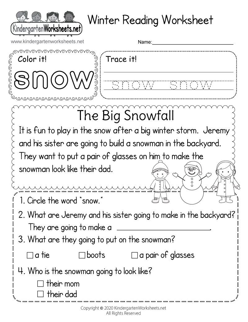 Winter Reading Worksheet Free Printable Digital PDF Blizzard Facts For Kids Growing Play