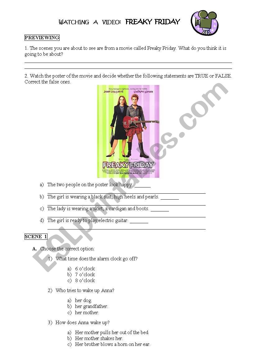 Worksheet On Freaky Friday ESL Worksheet By Athenna Worksheet On Freaky Friday ESL Worksheet By Athenna