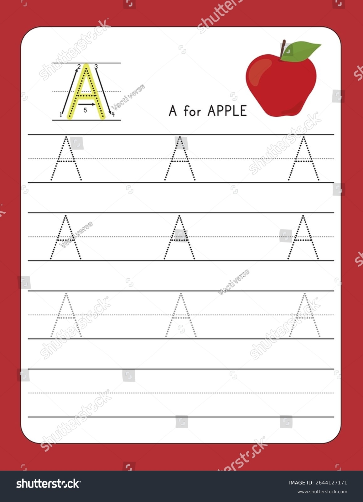 Writing Practice Letter Apple Printable Worksheet Stock Vector Royalty Free 2644127171 Shutterstock Writing Practice Letter Apple Printable Worksheet Stock Vector Royalty Free 2644127171 Shutterstock