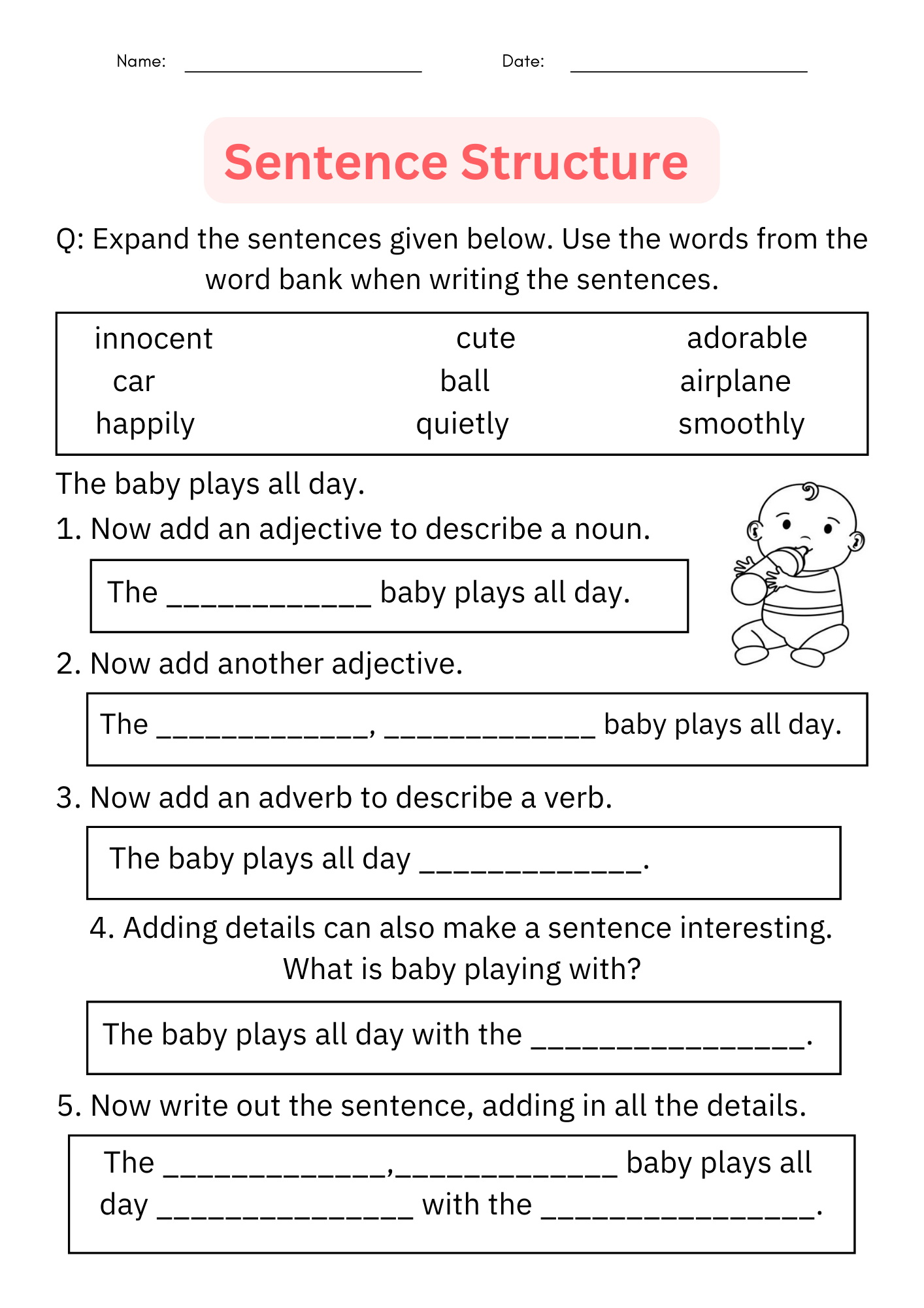 Writing Sentences Sentence Structure Worksheet Digital Printable For Grade 1 Made By Teachers Correct The Sentences Worksheets 10 Page Printable For 1st And 2nd Grade ELA Students ELA Worksheets Sentence Writing ELA Teacher Print Etsy