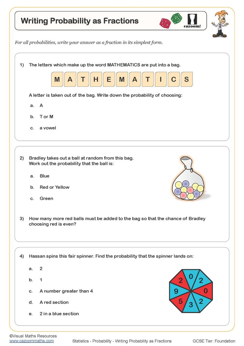 Year 7 Probability Worksheets PDF Printable Worksheets
